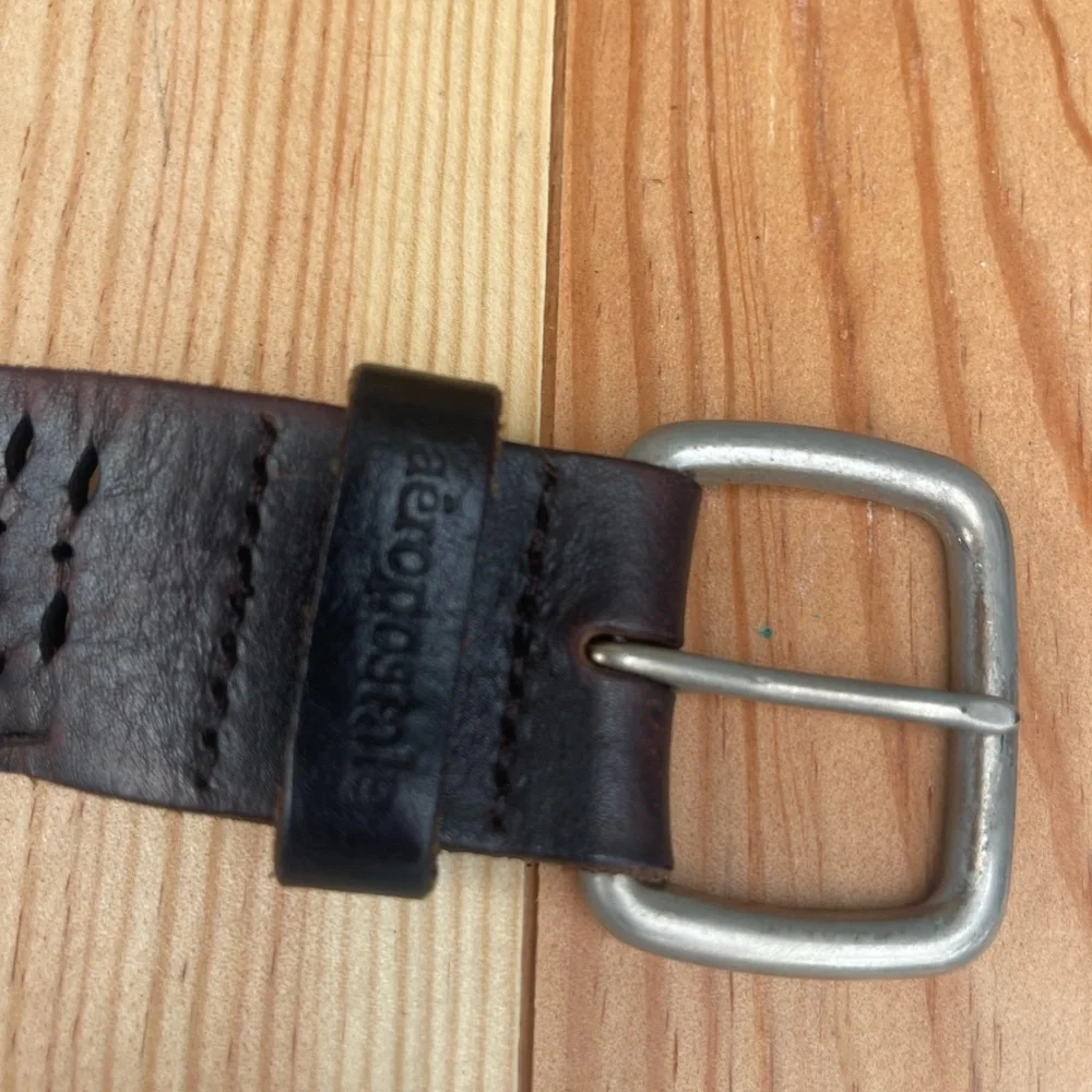 AEROPOSTALE Belt Genuine leather brown with silver buckle - Picture 2 of 7